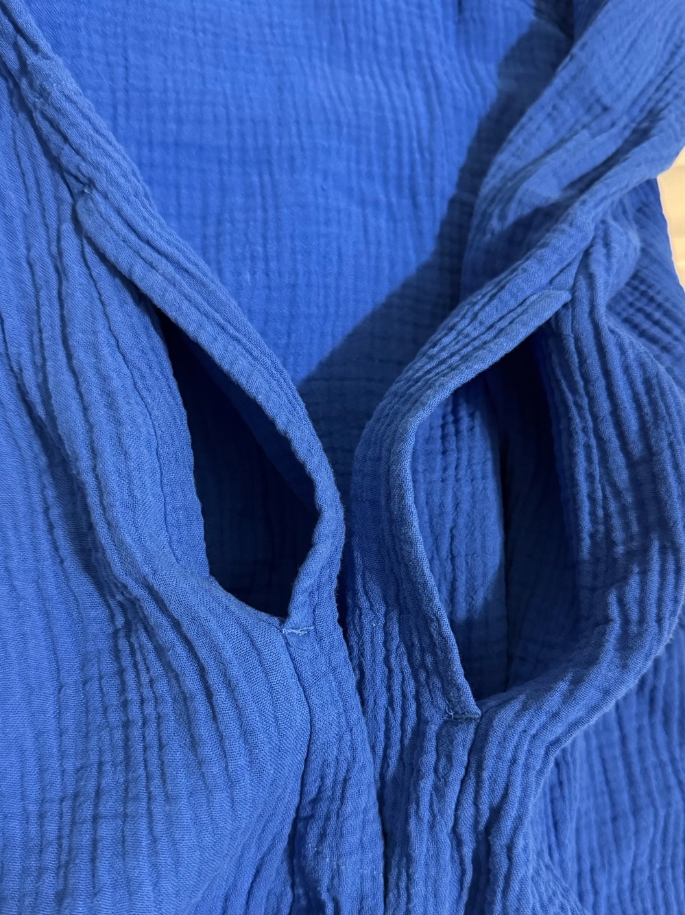 J. Jill Vibrant Blue 100% Cotton Gauze One Pocket Midi Shirtdress Large - Picture 11 of 15